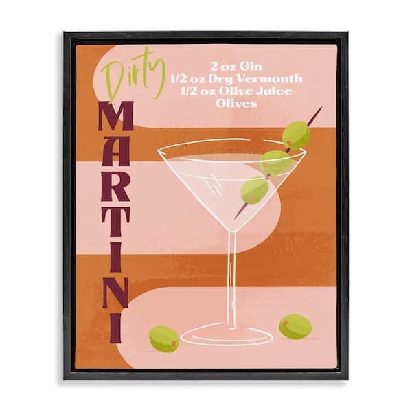 Stupell Industries Retro Dirty Martini Recipe by Deane Beesley Black Floater Frame Food Graphic Art Print 31 in. x 25 in.