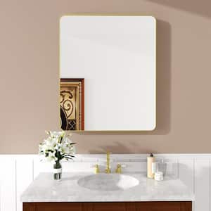 Cosy 30 in. W x 36 in. H Rectangular Framed Wall Bathroom Vanity Mirror in Brass