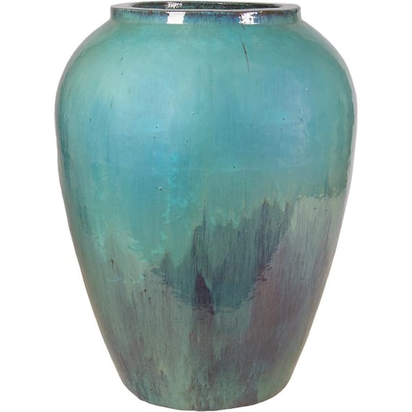 Unbranded 25 in. Azul Gold Ceramic Urn