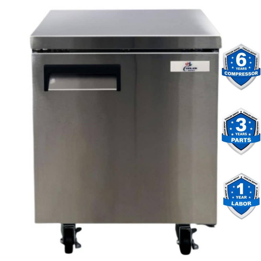 27 in. W. 6.3 cu. ft. NSF Auto/Cycle Defrost Commercial Undercounter Upright Freezer in Stainless