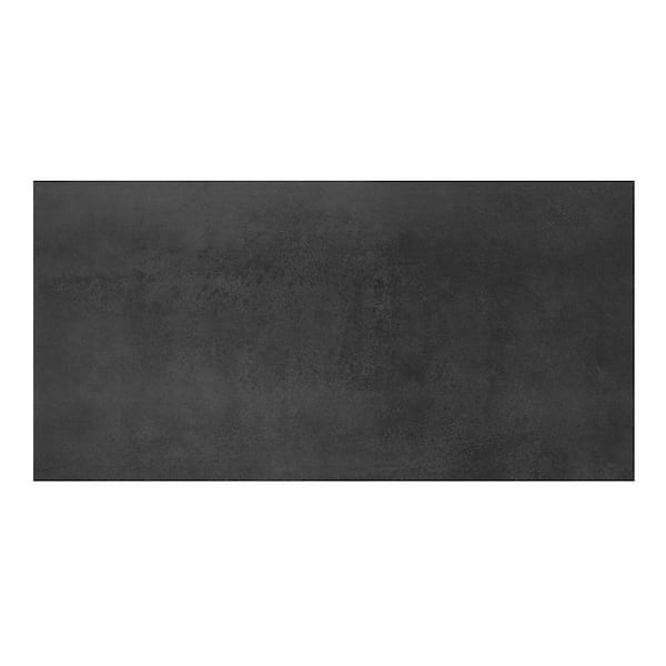 Italian Black 24 in. x 12 in. Porcelain Tile Sample
