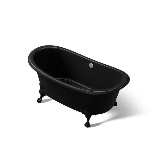 Artifacts 66.5 in. x 32.5 in. Soaking Bathtub with Center Drain in Black