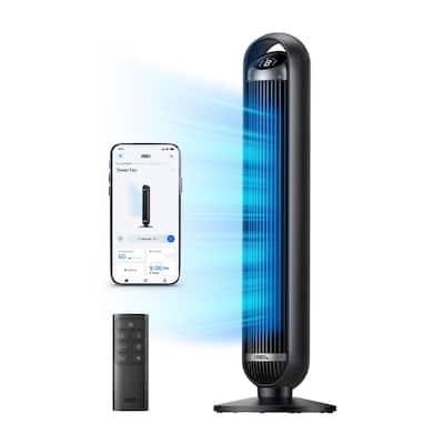 Smart Nomad 36 in. 8 fan speeds Tower Fan in Black with DC Motor, Wi-Fi, Voice Control and Remote