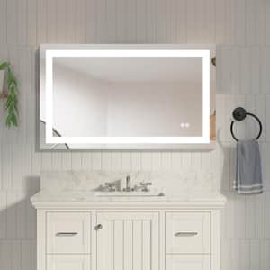 ALINA 40 in. W x 24 in. H Rectangular FramelessDimmable Lighted Wall Bathroom Vanity Mirror in Aluminum with UL Lights