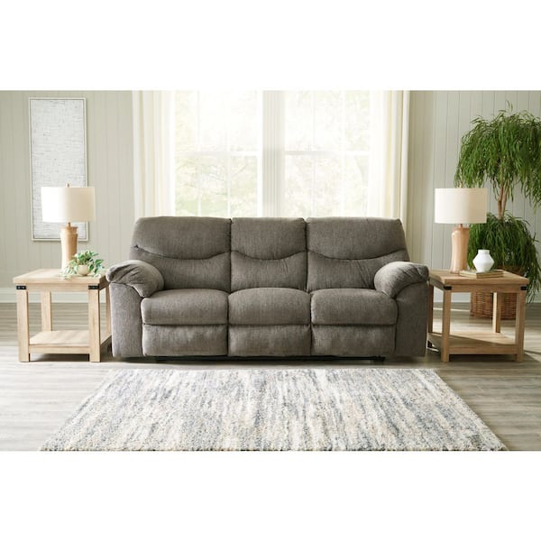 Alphons 93 in. Pillow Top Arm Polyester Rectangle Reclining Sofa in Gray