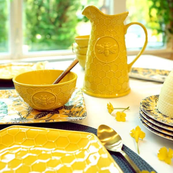 Hervé Chapelier イエロー☆ジョーヌのセットセット☆ Certified International French Bees 88 fl. oz. Yellow Stoneware