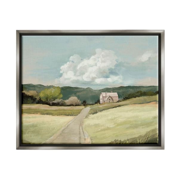 The Stupell Home Decor Collection Road Leading Home Countryside Mountain Landscape by Ziwei Li Floater Frame Nature Wall Art Print 17 in. x 21 in.