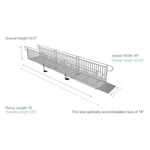 PATHWAY 3G 18 ft. Wheelchair Ramp Kit with Expanded Metal Surface and Vertical Picket Handrails