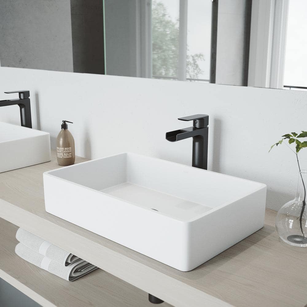 Matte Black Brass Single Handle Vessel Faucet