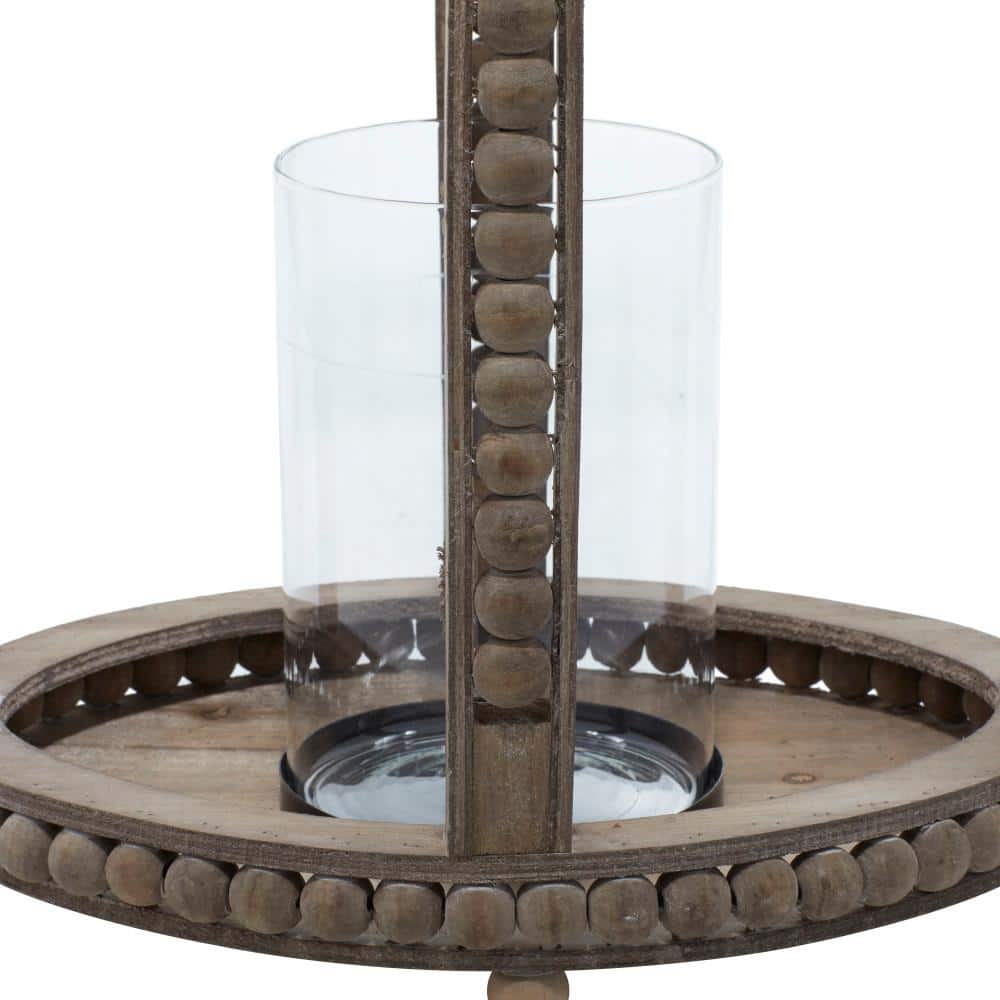 Rustic Farmhouse Reclaimed Wood Beaded Hanging Candle Lantern