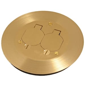 6-1/4 in. W Brass Round Floor Box Cover Kit with 2 Lift Lids for Use with 5511 Floor Box (1-Pack)