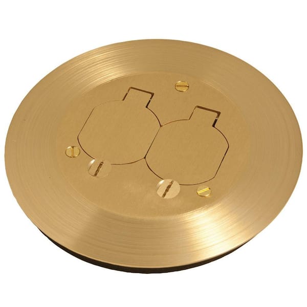 RACO Round Floor Box Cover Kit with Two Lift Lids For Use with 5511 Floor Box, Solid Brass