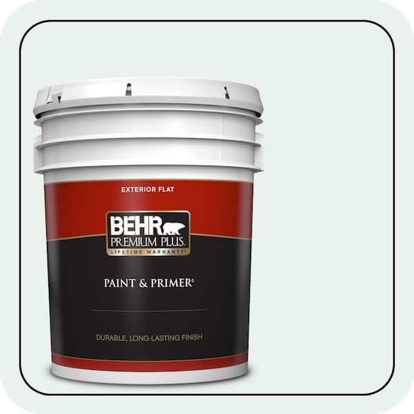 BEHR PREMIUM PLUS 5 gal. #W-B-520 Glacial Tint Flat Exterior Paint & Primer