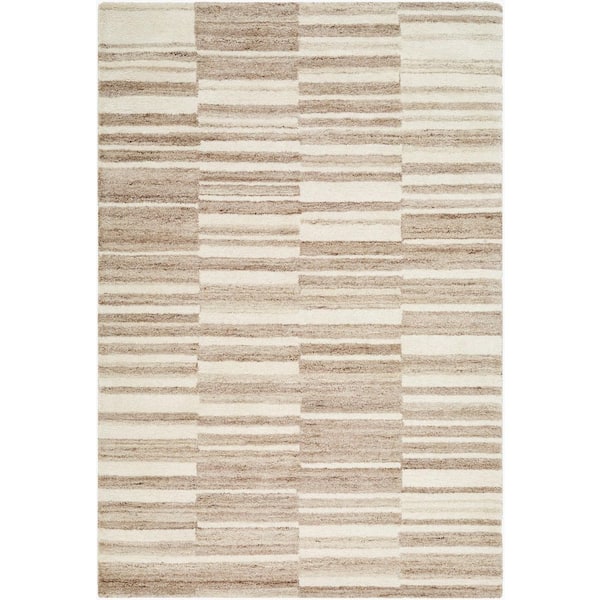 Max Brown Modern Striped 8 ft. x 10 ft. Area Rug