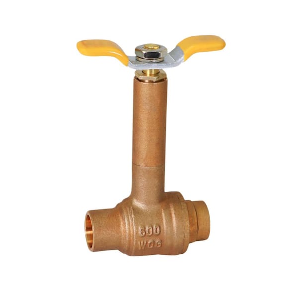 The Plumber's Choice Premium Brass Ball Valve with Long Bonnet and  T-Handle, with 1/2 in. SWT Connections 34357 - The Home Depot