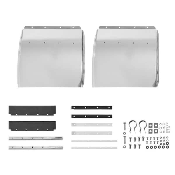 Stainless Steel Quarter Fenders for Semi Trucks, 24" x 24" with Bracket & Mounting Hardware, 1 Pair Right & Left Set