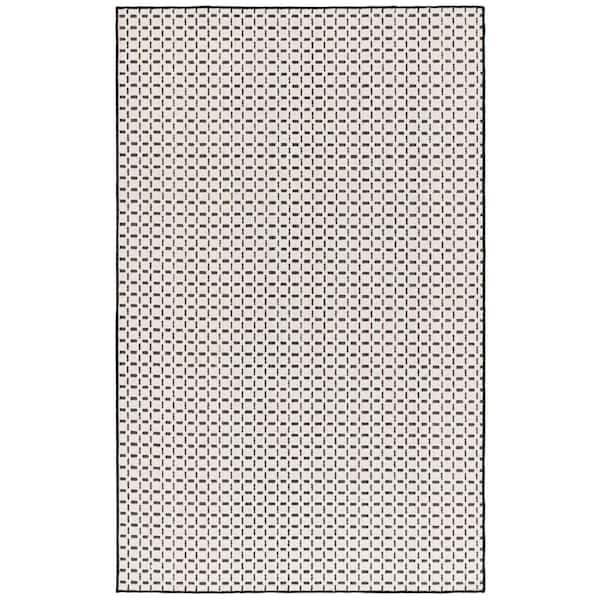 Natural Fiber 3 ft. x 5 ft. Ivory/Black Woven Cross Area Rug