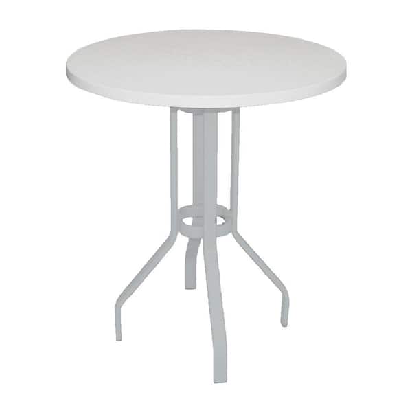 Unbranded Marco Island 36 in. White Round Commercial Fiberglass Top Commercial Bar Height Metal Outdoor Patio Dining Table