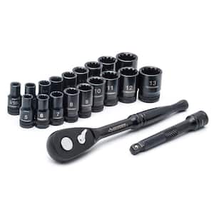 1/4 in. Drive 100-Position Ratchet and Universal SAE/Metric Socket Wrench Set (20-Piece)