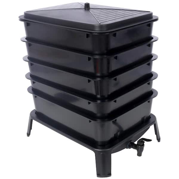 Oyezvary 13.20 Gal. 5-Layer Worm Composters, Large Capacity and Easy Setup Inclusive Worm Farm Kit for Recycling Food Waste Bin