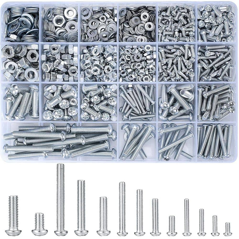 Silver Carbon Steel Screws Bolts and Nuts Assortment Kit with Nuts and Bolt