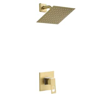 8 in. Square Adjustable Water Flow Body Jet in Gold with 1-Handle