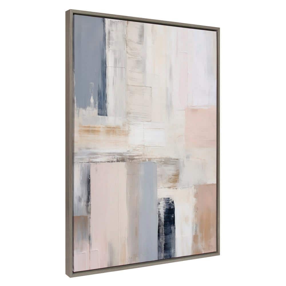 Rustic Melody Abstract Canvas Print with Gray and Beige Frame
