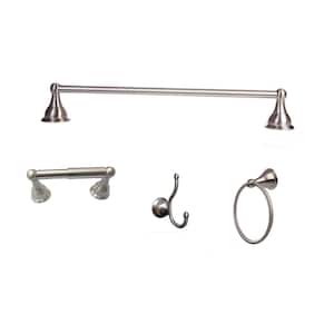 Summit Collection 4-Piece Bathroom Hardware Kit in Satin Nickel with Dual Post TP holder