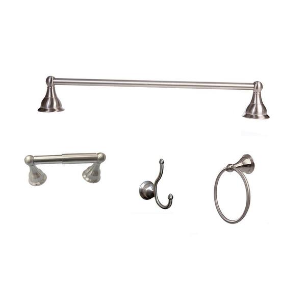 ARISTA Summit Collection 4Piece Bathroom Hardware Kit in Satin Nickel with Dual Post TP holder