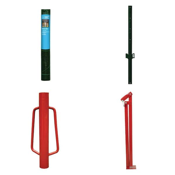 1/2 in. Mesh 2 ft. x 5 ft. Hardware Cloth, 1-1/4 in. x 3/4 in. x 3 ft. U-Post, Post Driver and T-Post Puller