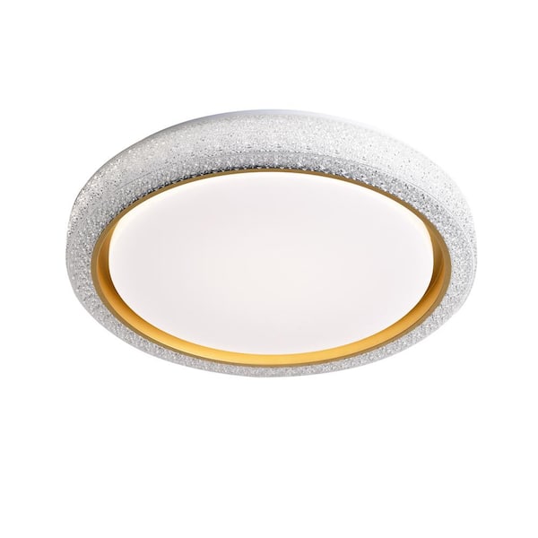 19.29 in. 36-Watt Modern White Integrated LED Flush Mount with White Acrylic Shade