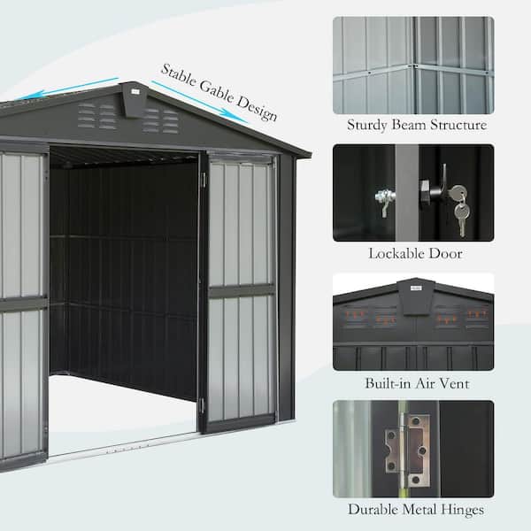 domi outdoor living 10 ft. W x 8 ft. D Metal Shed with Lockable 