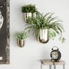 Litton Lane 9in. Small Silver Metal Indoor Outdoor Floating Wall Planter (3- Pack) 51942