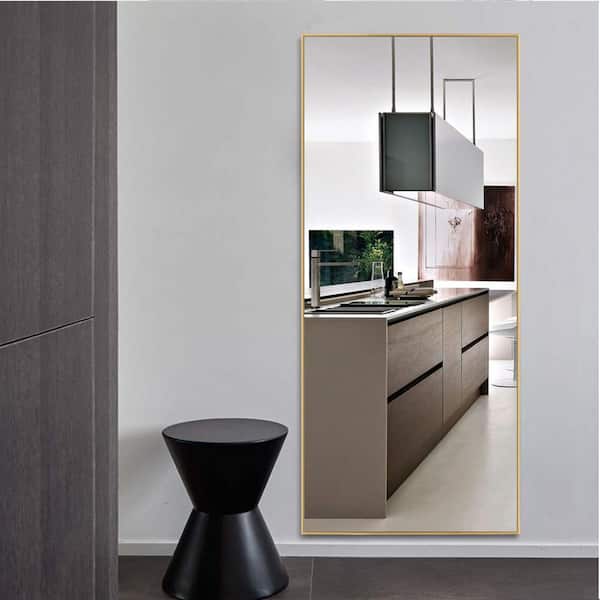 21.7 in. W x 47.2 in. H Classic Irregular Framed Gold Vanity Mirror
