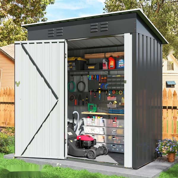 NETAJE 5 ft. W x 3 ft. D Metal Storage Shed with Lockable Doors