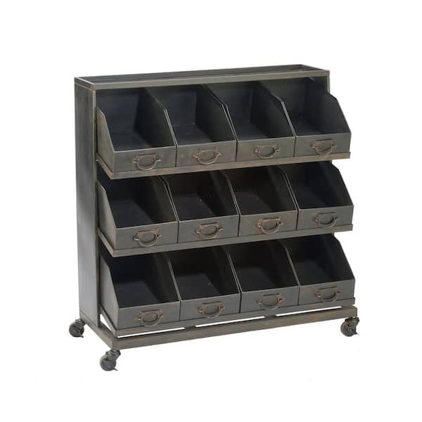 TRIPAR INTERNATIONAL, INC. Industrial 3-Shelf Iron Wheeled Display Rack in Black
