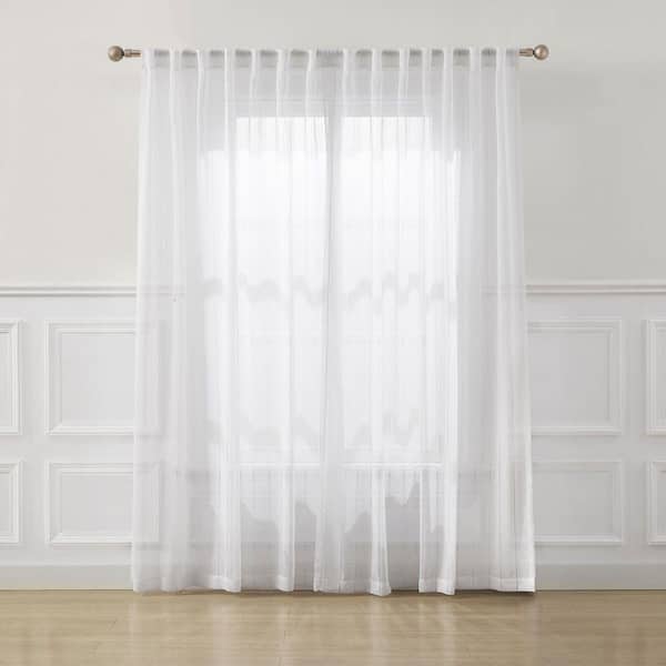 Lush Decor シアーカーテン Lush Decor Calia Textured Stripe White Polyester 52 in. W x 84 in