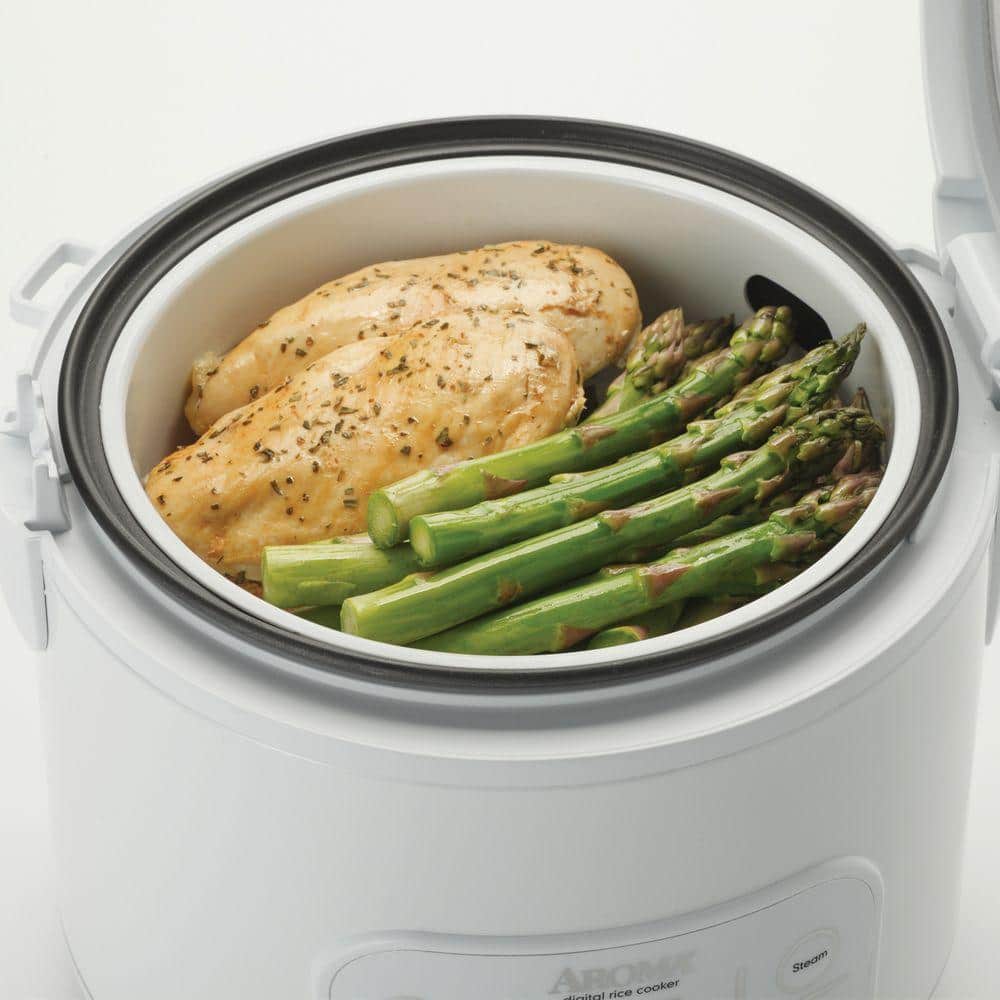 Aroma 8-Cup White Digital Rice Cooker and Steamer