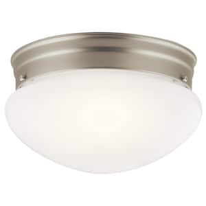 Ceiling Space 8.75 in. 2-Light Brushed Nickel Traditional Hallway Flush Mount Ceiling Light