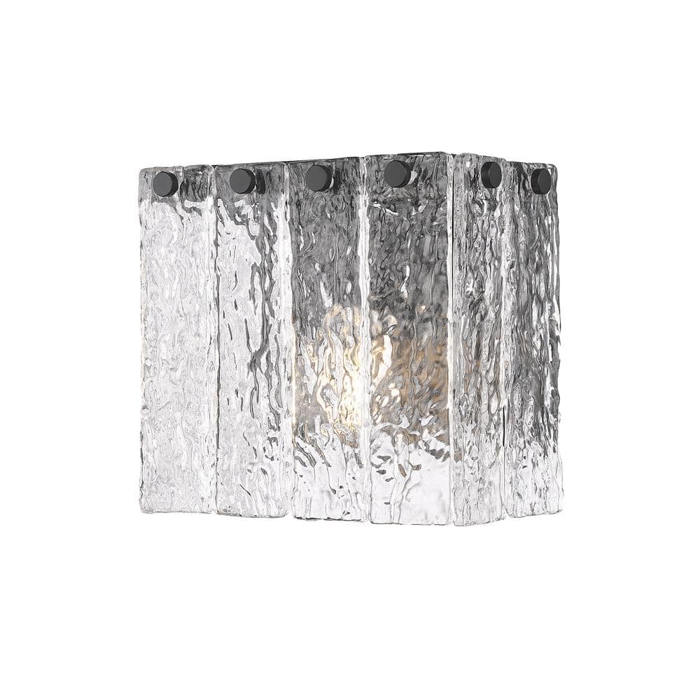 Glacier 1-Light Matte Black Wall Sconce with Clear Glass Shade