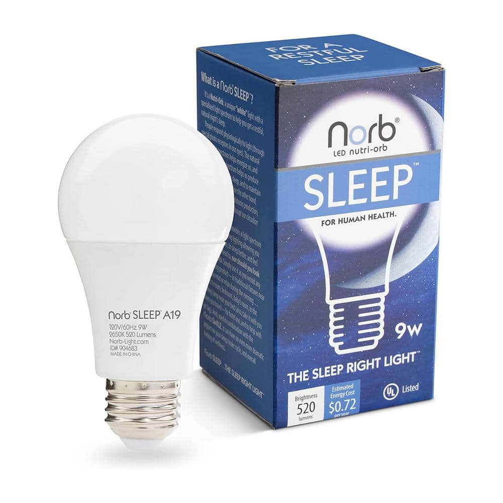 NorbSLEEP 9W Equivalent Sleep Light Low-Blue Dimmable A19 2650K LED Bulb (1