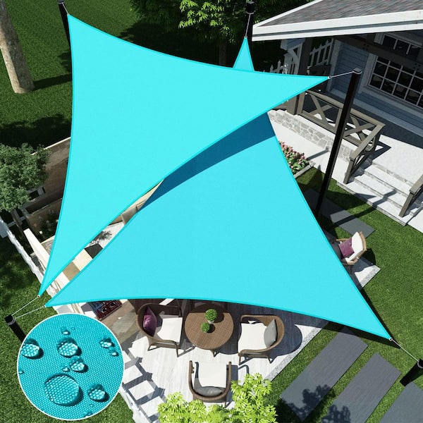 12 ft. x 12 ft. x 12 ft. Waterproof Sun Shade Sail Triangle Canopy Cover UV Blockage for Outdoor Patio, Turquoise