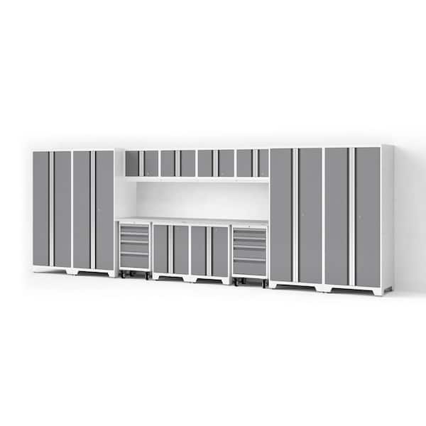 Bold Series XL 216 in. W x 76.75 in. H x 24 in. D 24-Gauge Steel Garage Cabinet Set in Platinum (14-Piece)