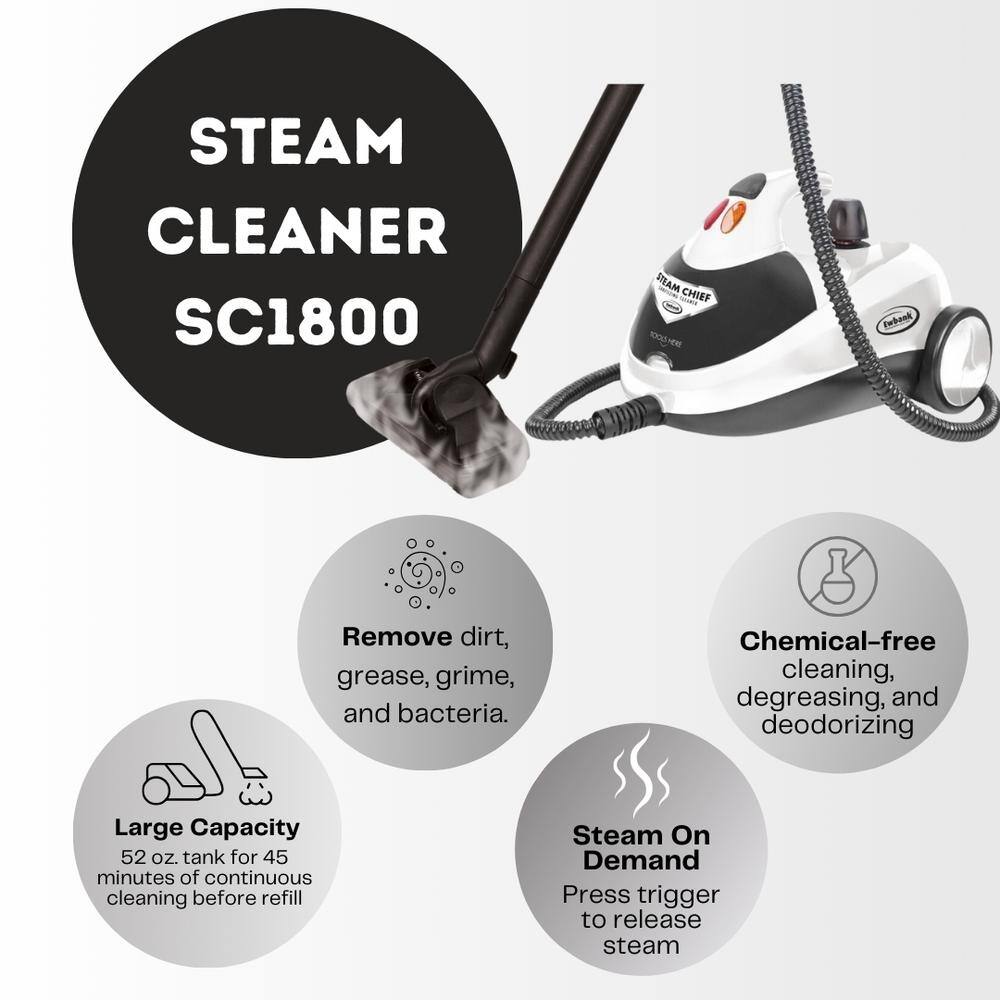 1800W White Multi-Purpose Steam Cleaner with Attachments