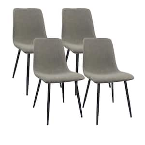 Modern Dining Chairs Set of 4, Upholstered Fabric Kitchen Chairs with Metal Legs, 300 lb. Capacity, Gray