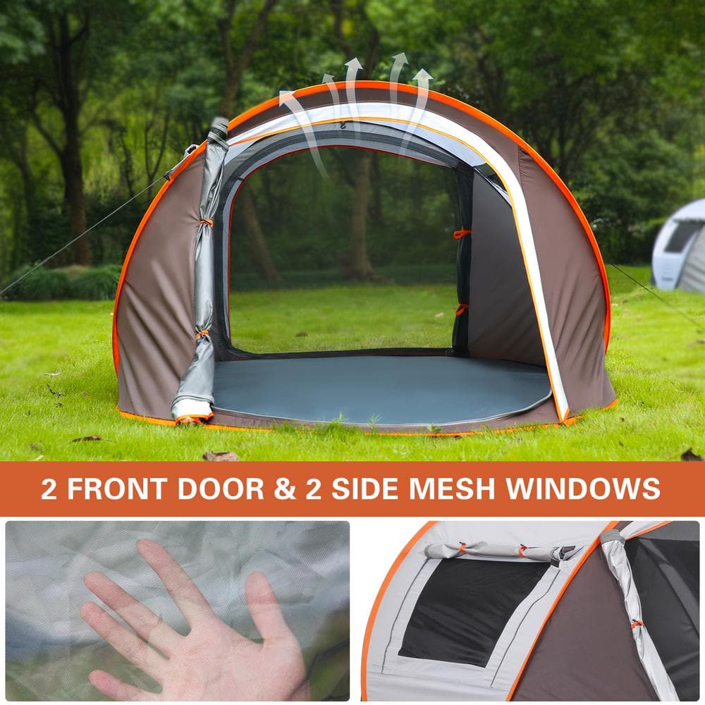 EchoSmile 2-Person White and Brown Pop Up Camping Tent