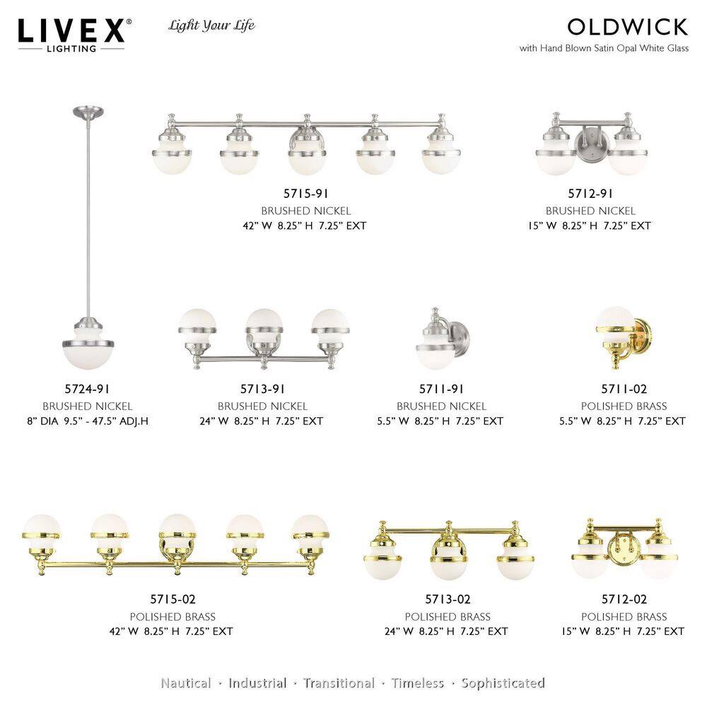 Oldwick Mini Hand Blown Satin Opal Glass Pendant Light in Brushed Nickel