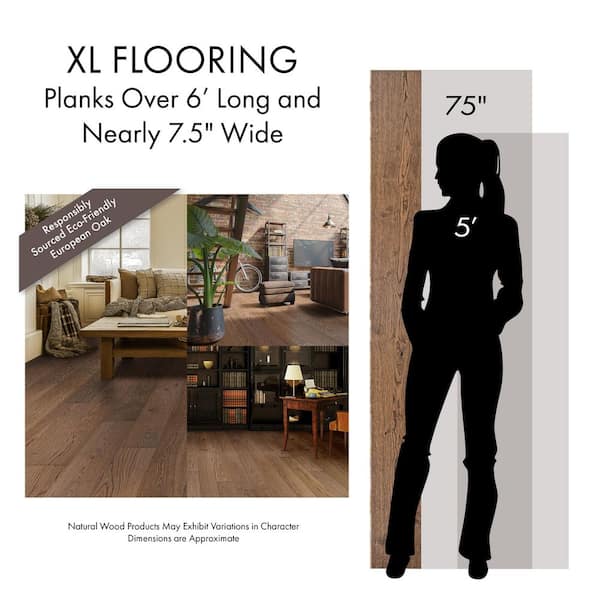 XL Madison Point White Oak 1/2 in. T x 7.48 in. W Tongue and Groove Engineered Hardwood Flooring (34.97 sq.ft./case)