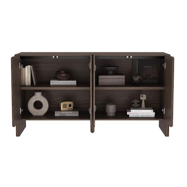 Manhattan Comfort Linda Modern Walnut Brown Composite Wood 60 in