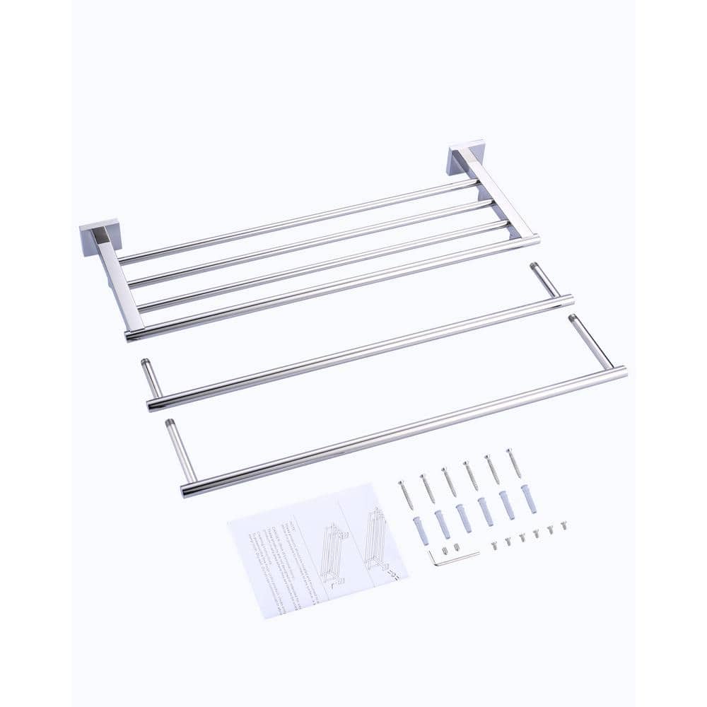 Polished Chrome 24-Inch Double Wall Mounted Towel Rack